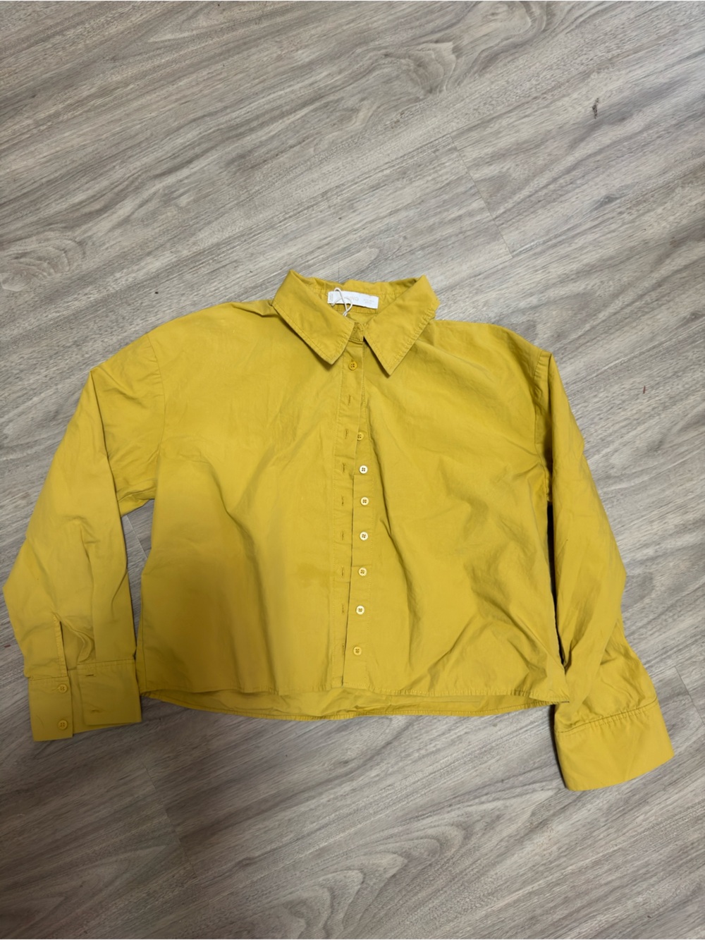MNG Bright Yellow Cotton Shirt cropped